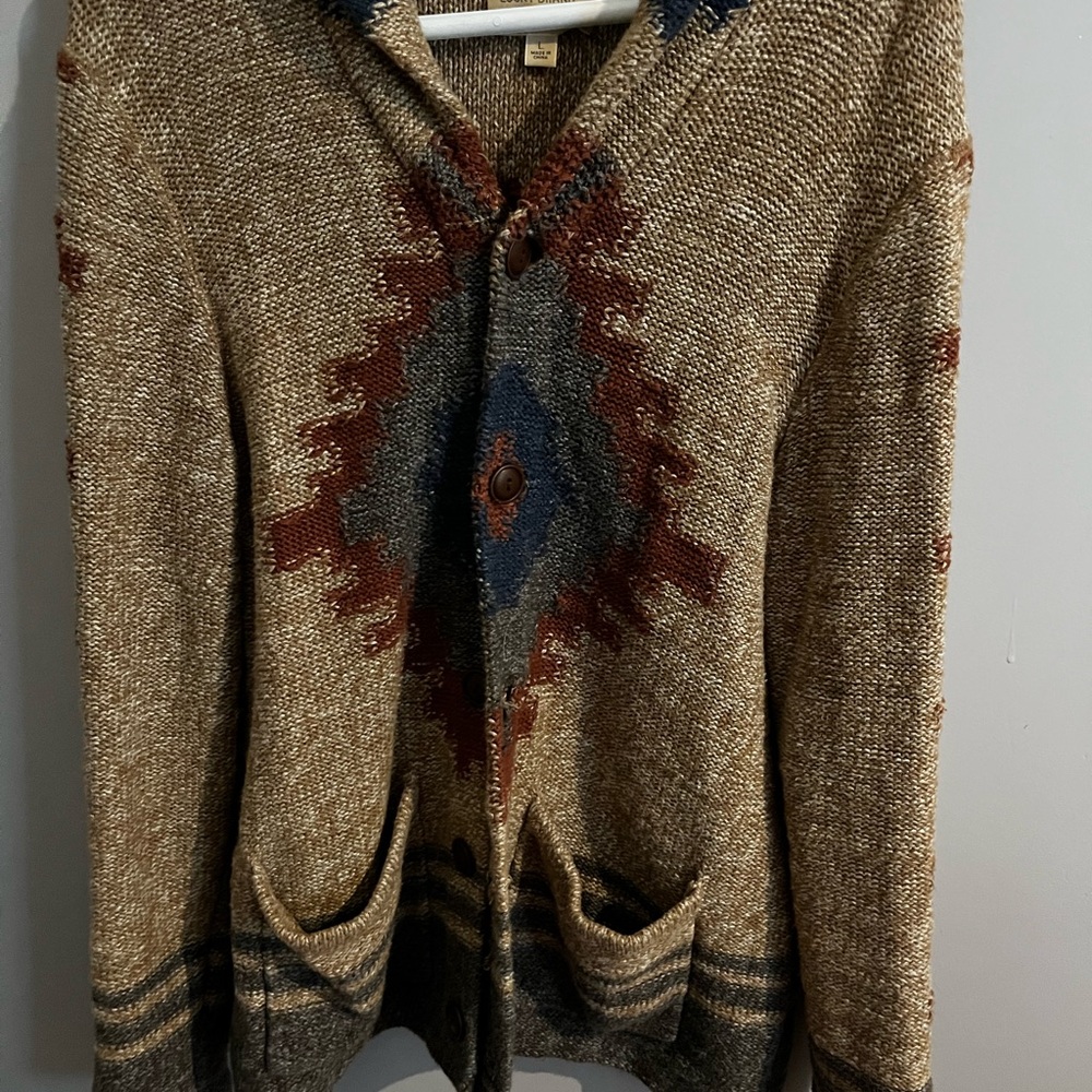 Lucky Brand Brown and Blue Cardigan Sweater